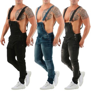 Quần yếm jeans phối dây thắt lưng cá tính cho nam