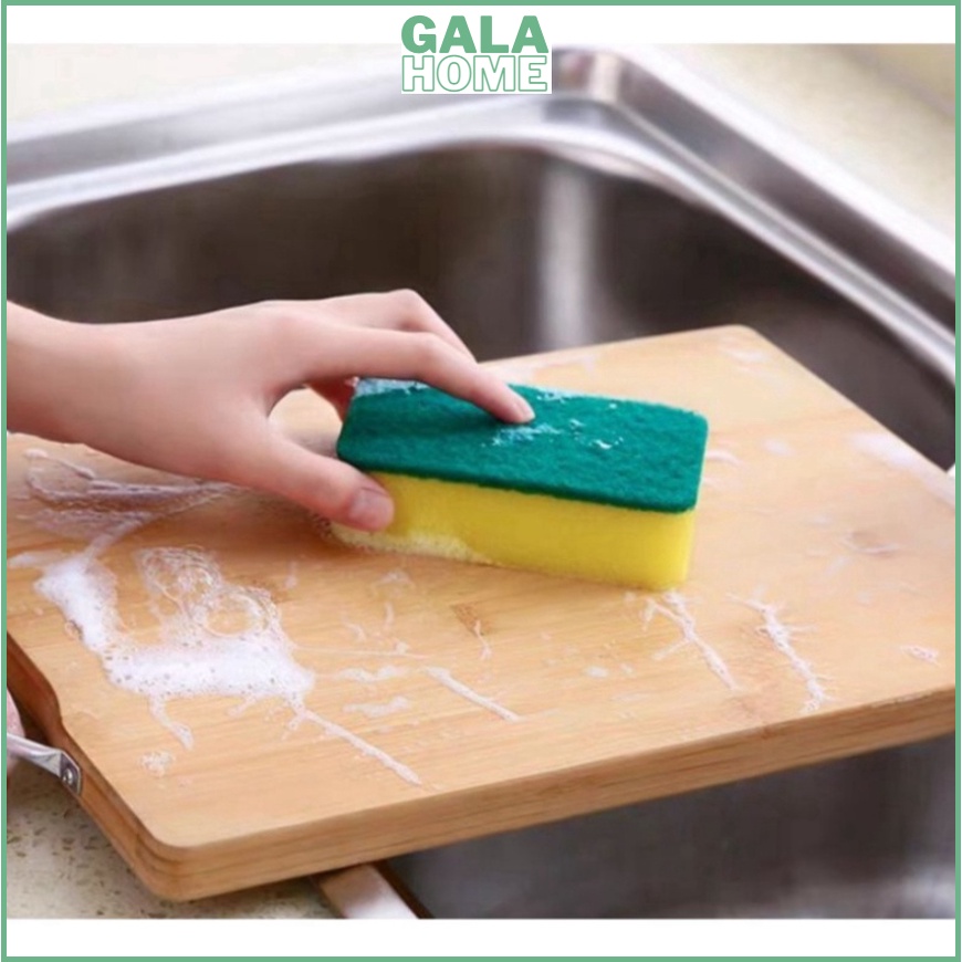 Miếng rửa chén bọt biển rửa bát vàng xanh vệ sinh chén dĩa tiện lợi siêu sạc GALA HOME