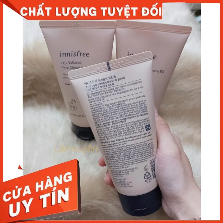 Sữa Rửa Mặt Tro Núi Lửa–Innisfree Jeju Volcanic Pore Cleansing Foam 150mllàm sạch bụi bẩn,bã nhờn,giúp da sáng