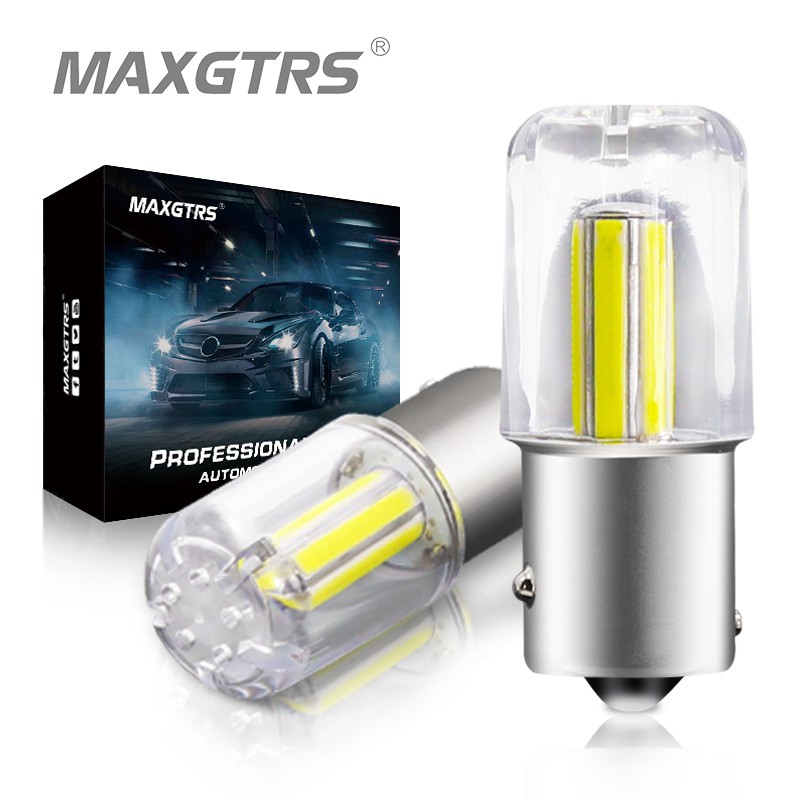 Set 2 bóng đèn MAXGTRS DRL tín hiệu đuôi xe hơi 1156 LED BA15S P21W S25 1157 BAY15D 12V 6000K tiện lợi