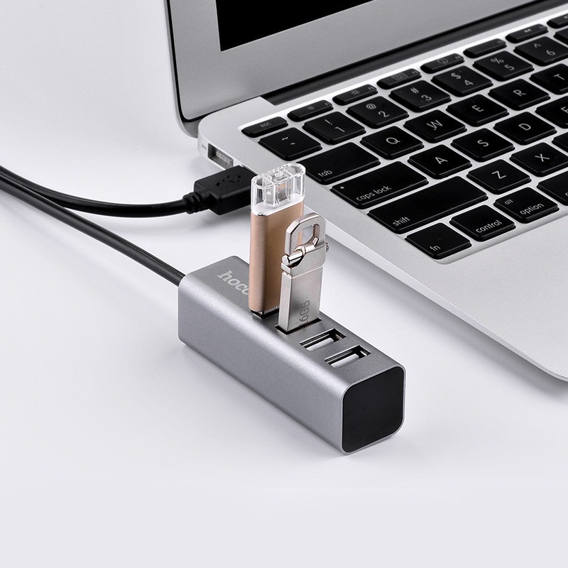 Hub chia cổng USB Hoco HB1, bộ chia 4 cổng usb cho laptop, Macbook, máy tính để bàn hàng chính hãng.