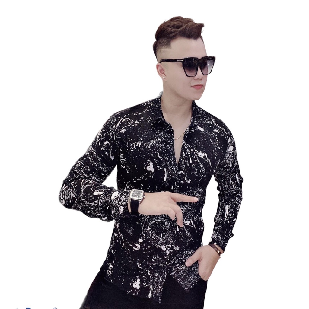 Áo sơ mi nam họa tiết dài tay TMINA vải lụa không nhăn SMD01 - Hàng mới về