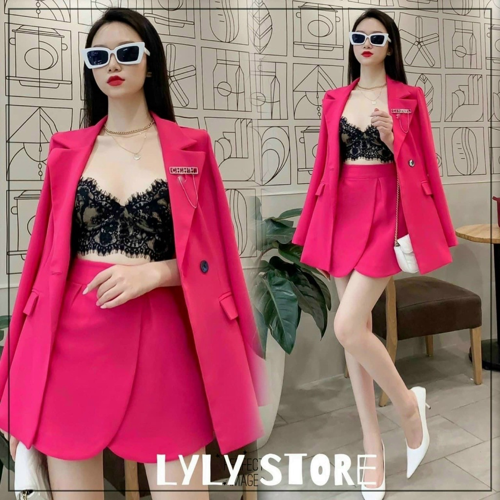 Set bộ đồ vest không kèm lót xinh xắn không kém phần sang chảnh dành cho các tình yêu đi chơi, đi làm