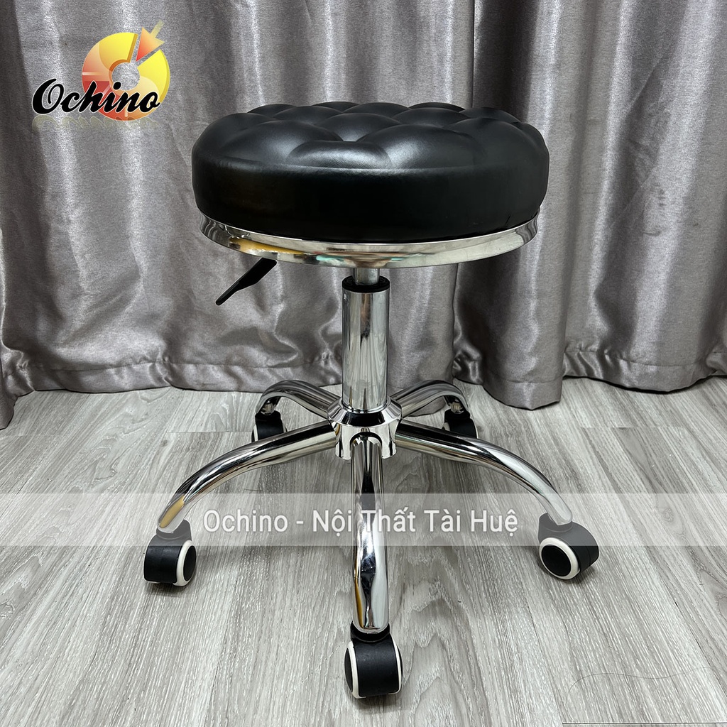 Ghế Xoay Chân Sao Cao Cấp Đệm Da Tròn Trơn Dùng Trong Spa Thẫm Mỹ Viện Ghế Xoay 306 Độ Chân Nhện