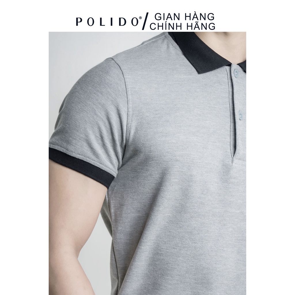 Áo Polo Trơn Phối Bo CEFFYLO Màu Xám Nhạt Vải Cotton 100% Co Giãn Thấm Hút Cực Tốt