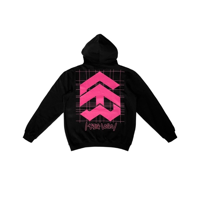 5THEWAY® /public icon/ BIG LOGO SQUARE HOODIE™ in BLACK aka Áo Hoodie Đen Tay Dài