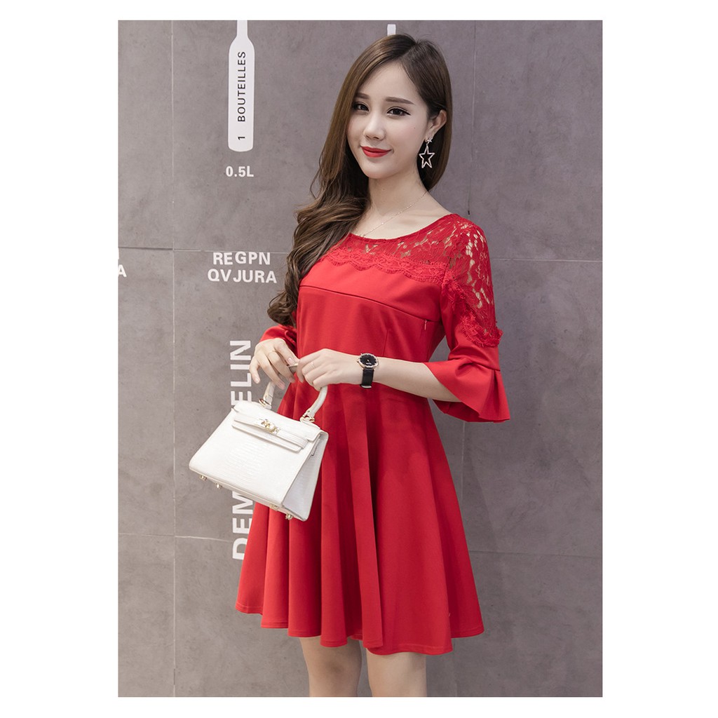 ( XẢ KHO ) Đầm (Váy) Bầu Xòe Đỏ