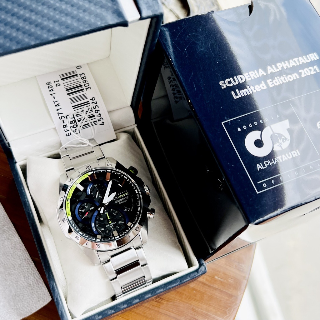 Đồng hồ nam Casio Limited Edifice EFR-571AT-1A Dây thép mặt Cacbon - Chống nước 10ATM Bảo hành 5 năm Hyma watch
