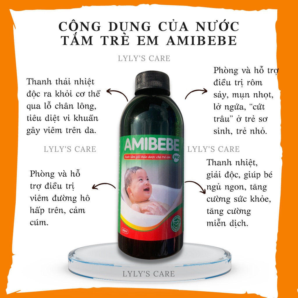 Nước tắm trẻ em amibebe 400ml- hỗ trợ điều trị, ngừa rôm sảy. thanh nhiệt - ảnh sản phẩm 2