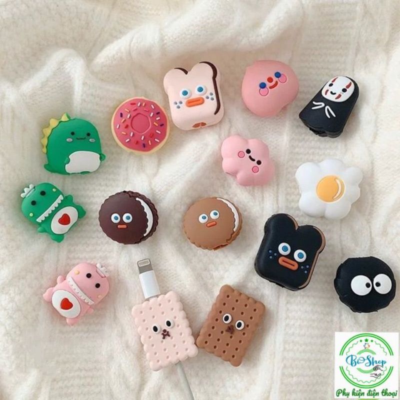 🦕Khủng long vô diện bánh quy 🐿 ĐẦU THÚ CẮN CÁP BẢO VỆ CÁP SẠC IPHONE SAMSUNG TAI NGHE CHỐNG ĐỨT GẪY DÂY CUTE