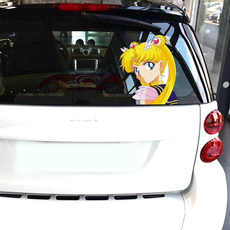 Đề Can Phản Quang Chống Nước Hình Thủy Thủ Mặt Trăng Dễ Thương Trang Trí Xe Hơi Xe Máy