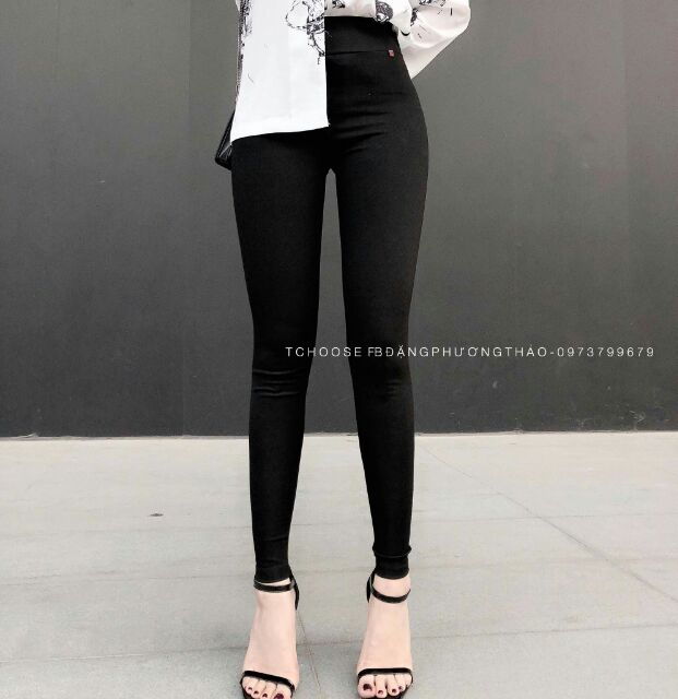 Quần Legging Hàn Cạp Cao - tag cạp xanh đỏ