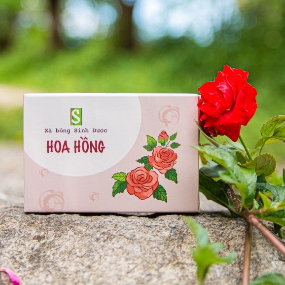 Xà bông sinh dược hoa hồng chiết xuất 100% thiên nhiên dùng rửa mặt, rửa tay, dưỡng mềm da, thư giãn