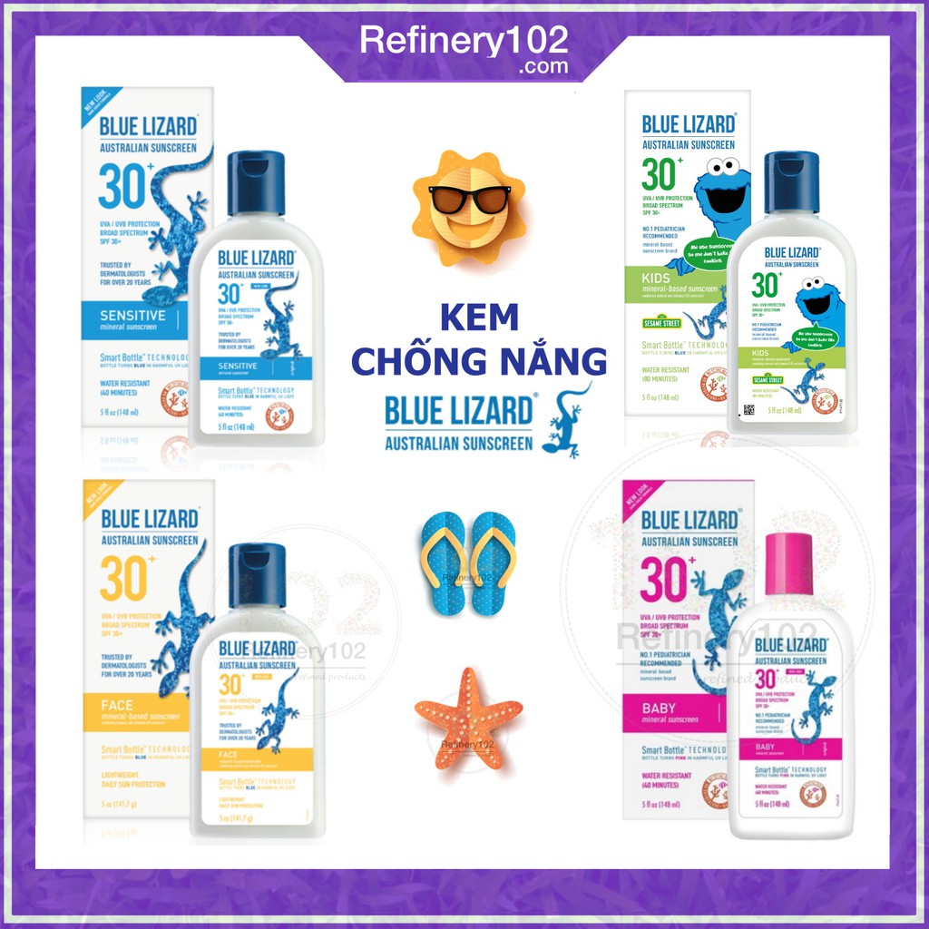[Date 2023] Kem chống nắng Blue Lizard SPF30 Face - Sensitive - Baby (Mẫu mới Bill US)