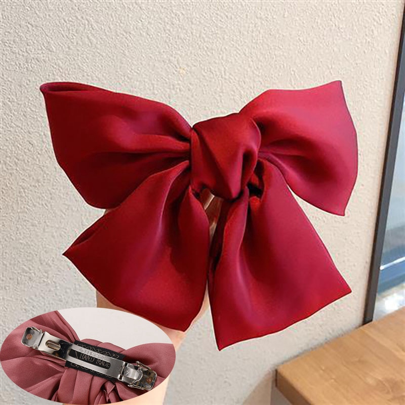 Kẹp Tóc Nơ Lụa Satin Phong Cách Hàn Quốc Dành Cho Nữ