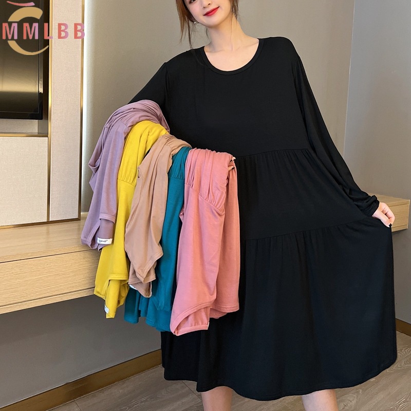 Đồ ngủ cotton Cổ Tròn Tay Dài Dáng Rộng Xinh Xắn Cho Nữ