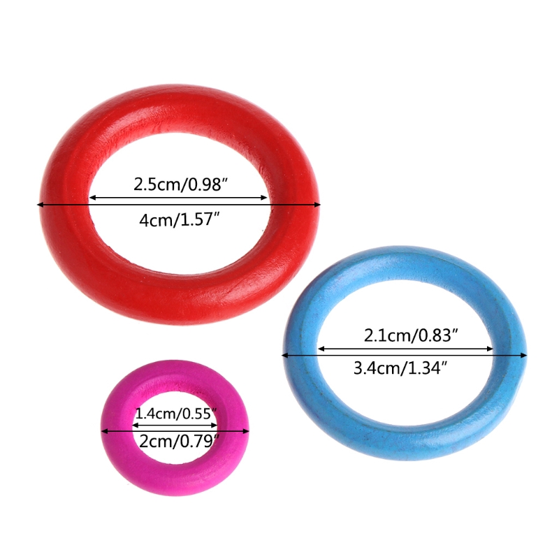 Set 10 vòng gỗ đồ chơi nhiều màu sắc cho vẹt
