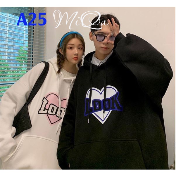 Áo Nỉ Bông Thời Trang UNISEX Hoạ Tiết Look Trái Tim Cute / HOODIE FREESIZE 💜 MiQa | BigBuy360 - bigbuy360.vn