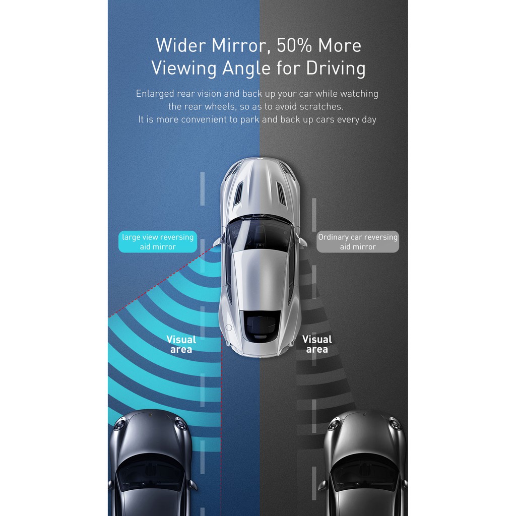Gương tăng góc rộng cho xe hơi - Baseus 1 Pair Car Blind Rearview Auxiliary Mirror High-Definition Large View Wide | BigBuy360 - bigbuy360.vn