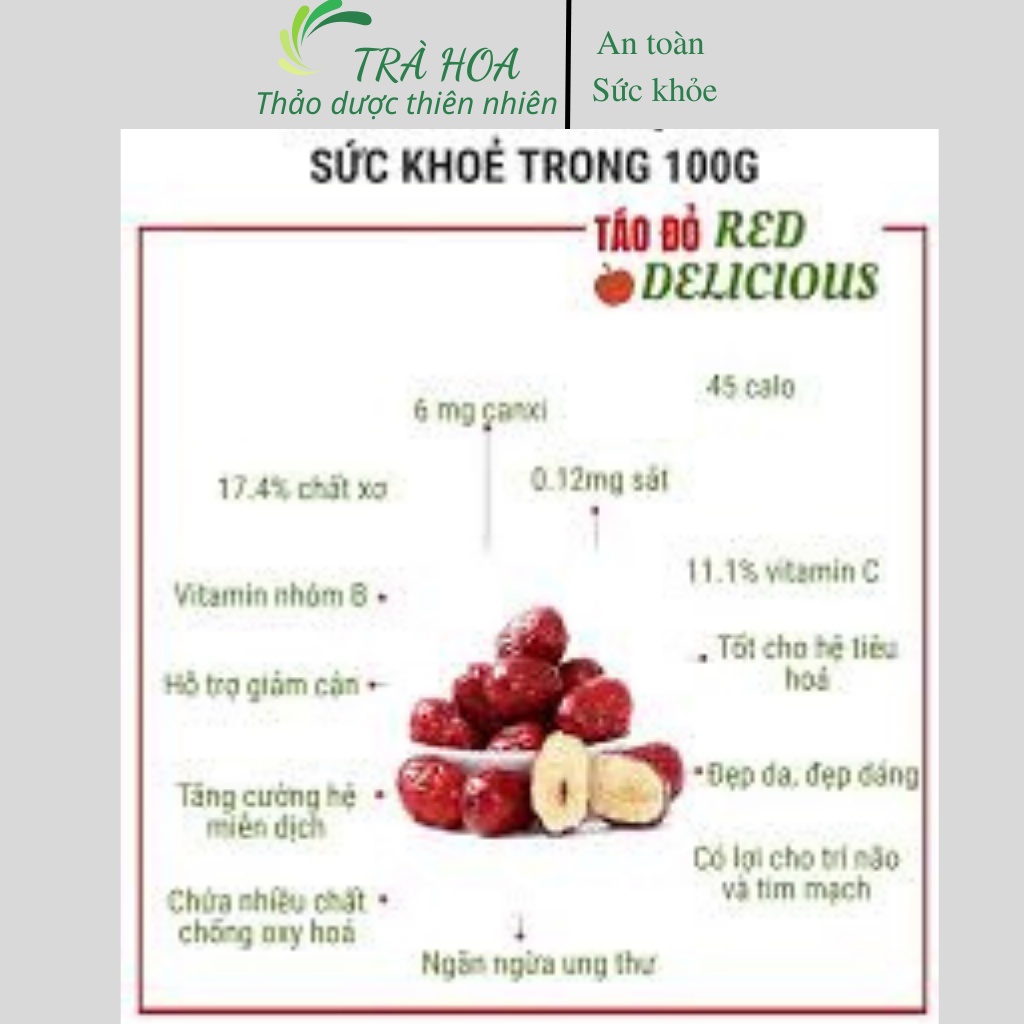 Táo đỏ, táo đỏ tân cương sấy khô thơm, ngọt, bổ máu Trà Hoa Cô Ba
