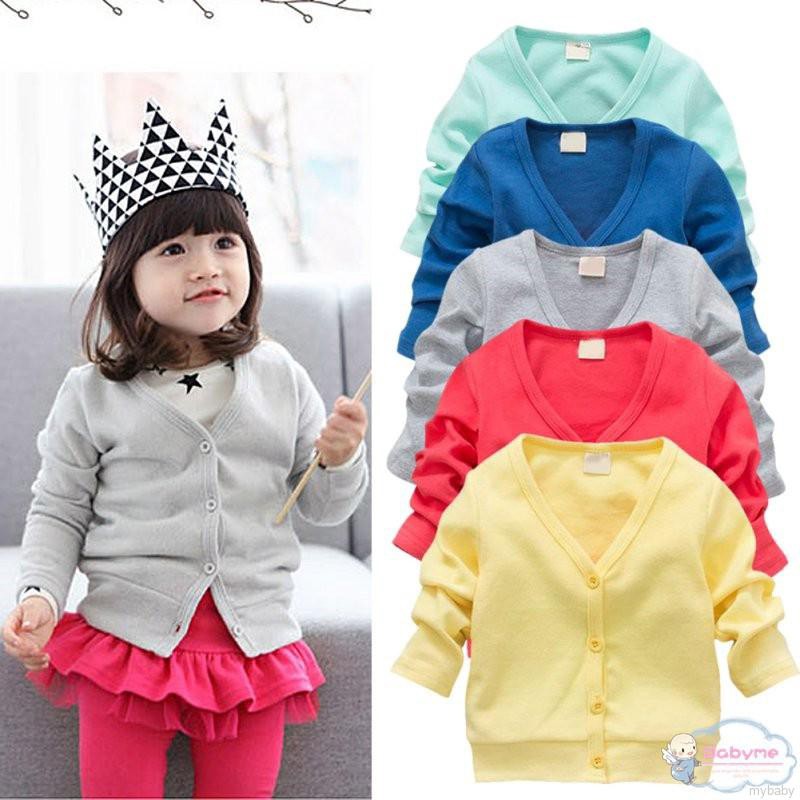 Áo khoác cardigan cổ chữ V xinh xắn cho bé