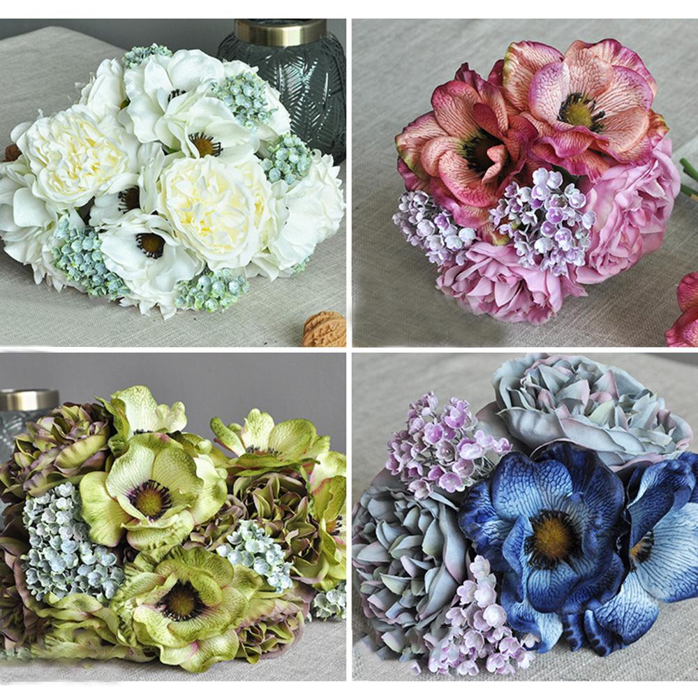 KUNHEV Set 6 Bông Hoa Mẫu Đơn Giả DIY Trang Trí Sổ Lưu Niệm Phòng Cô Dâu