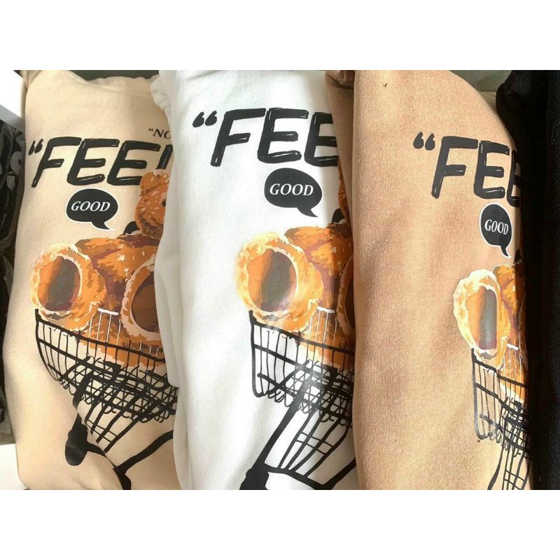 Áo Khoác Hoodie Nỉ Ngoại Form Rộng Feel Good Trùm Đầu Unisex 2 Màu Đen Kem