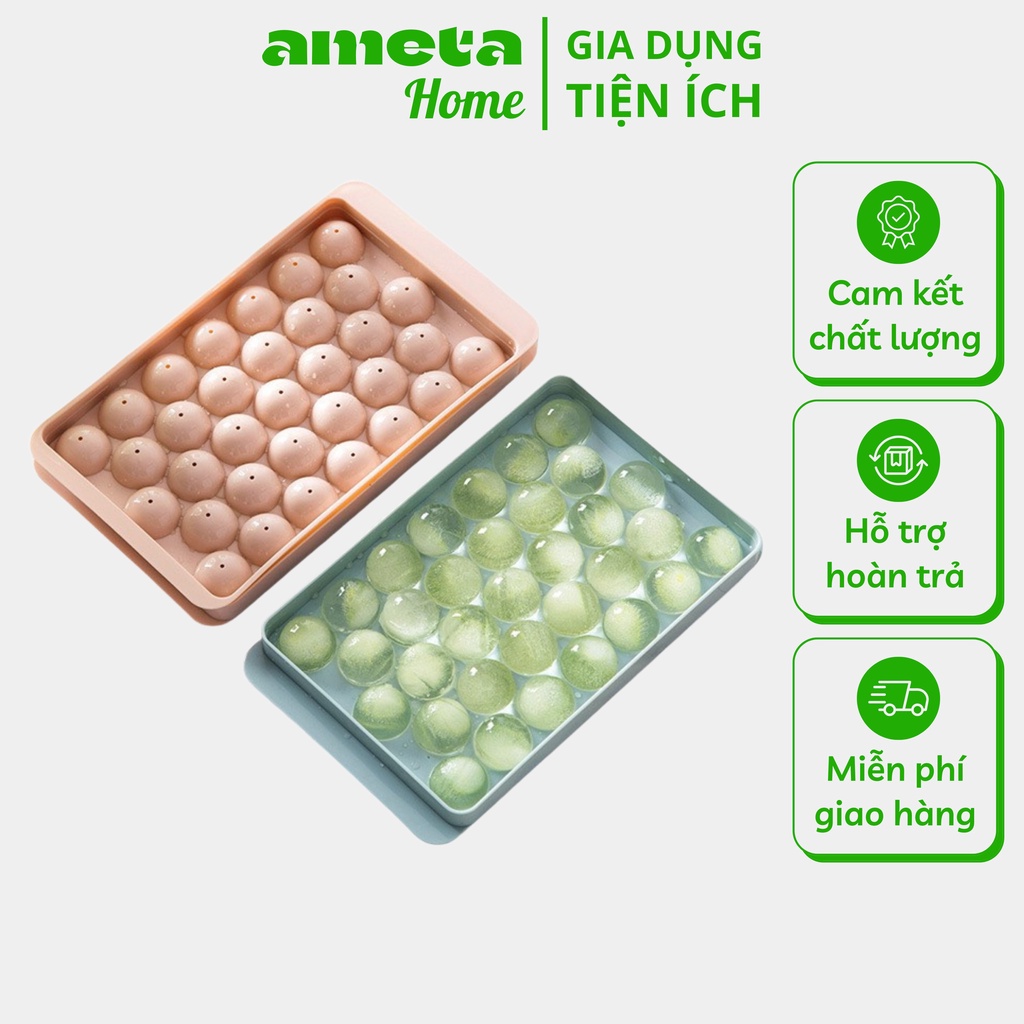 Khay làm đá viên, khay đựng đá tủ lạnh làm đá viên tròn (33 viên)