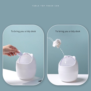 Desktop trash can with cute bear-shaped mini lid