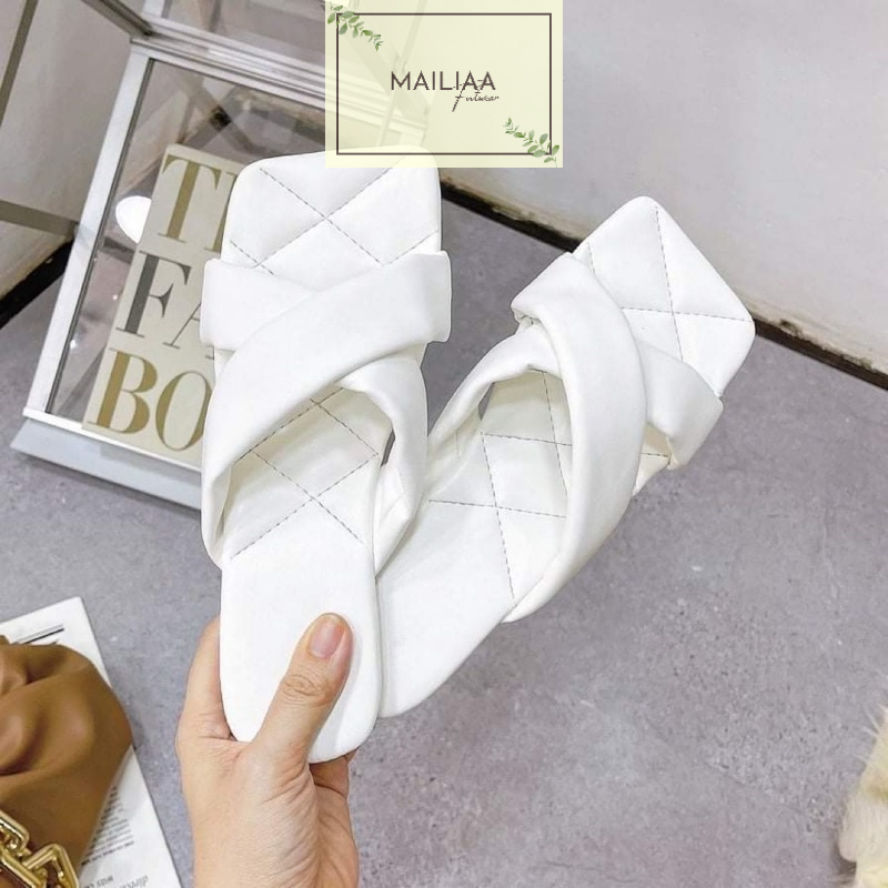 (Xả hàng lẻ size) Dép quai chéo MAILIAA đế da caro siêu mềm