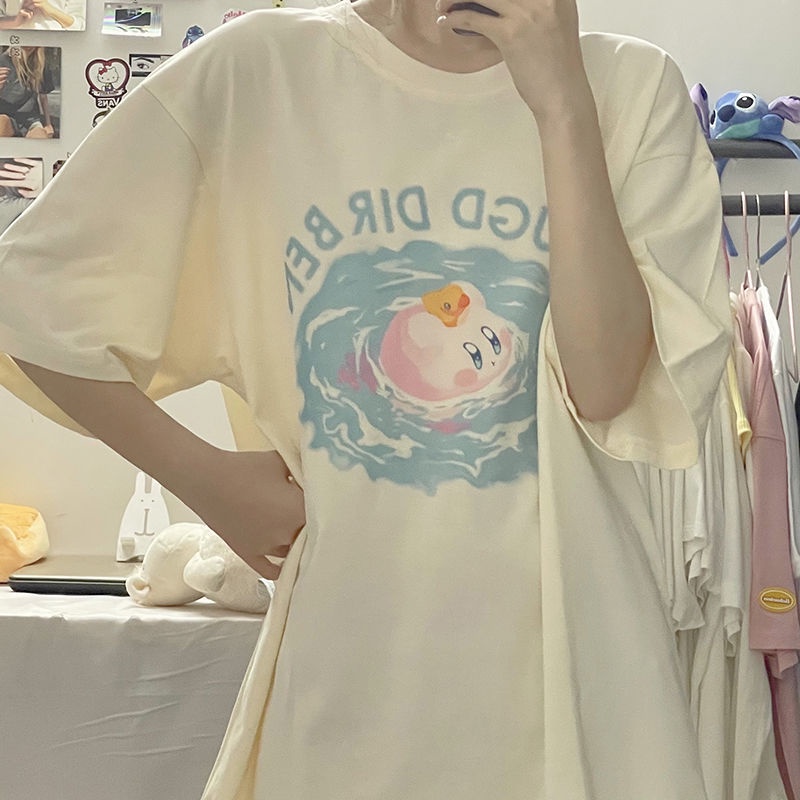 Áo Thun Tay Ngắn In Hình Kirby Phong Cách Harajuku Cho Nữ