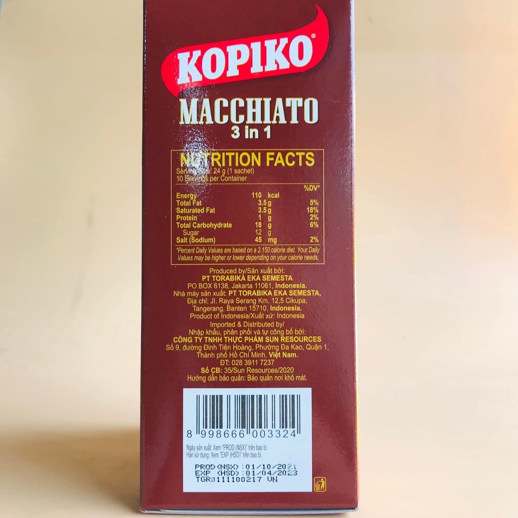 Cà phê sữa hòa tan KOPIKO MACCHIATO hộp 240g