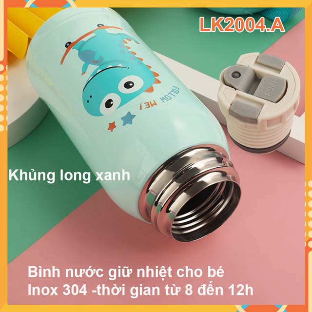 Bình nước giữ nhiệt hình pony-giữ nhiệt-inox 304- tặng kèm túi đeo và nắp uống nước- mua 1 được 4