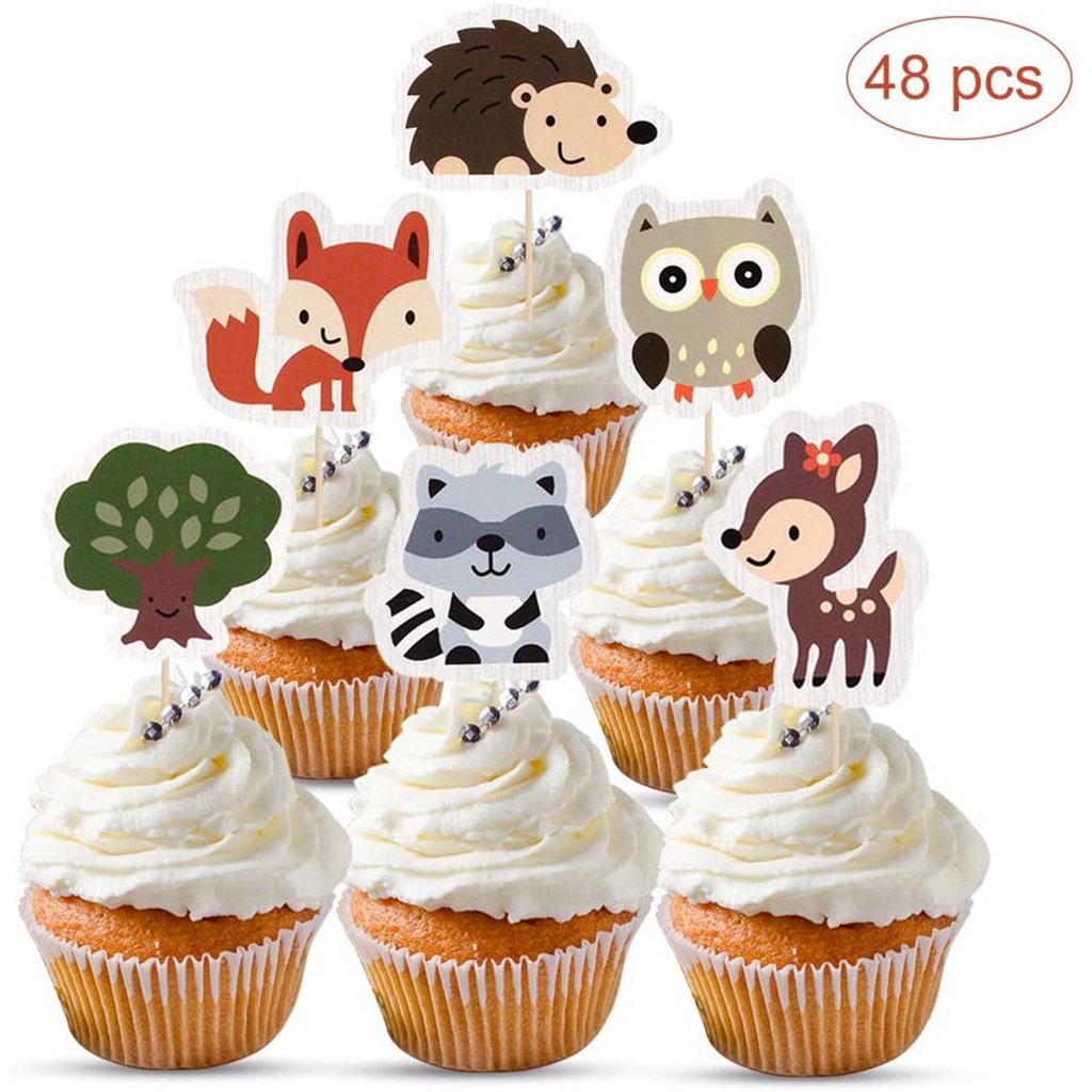 Set 48 Que Cắm Trang Trí Bánh Cupcake Dễ Thương
