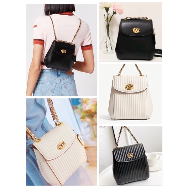 TNS - Balo mini 2 kiểu siêu trendy Parker convertible backpack-chất da cao cấp-tone màu trắng đen classic