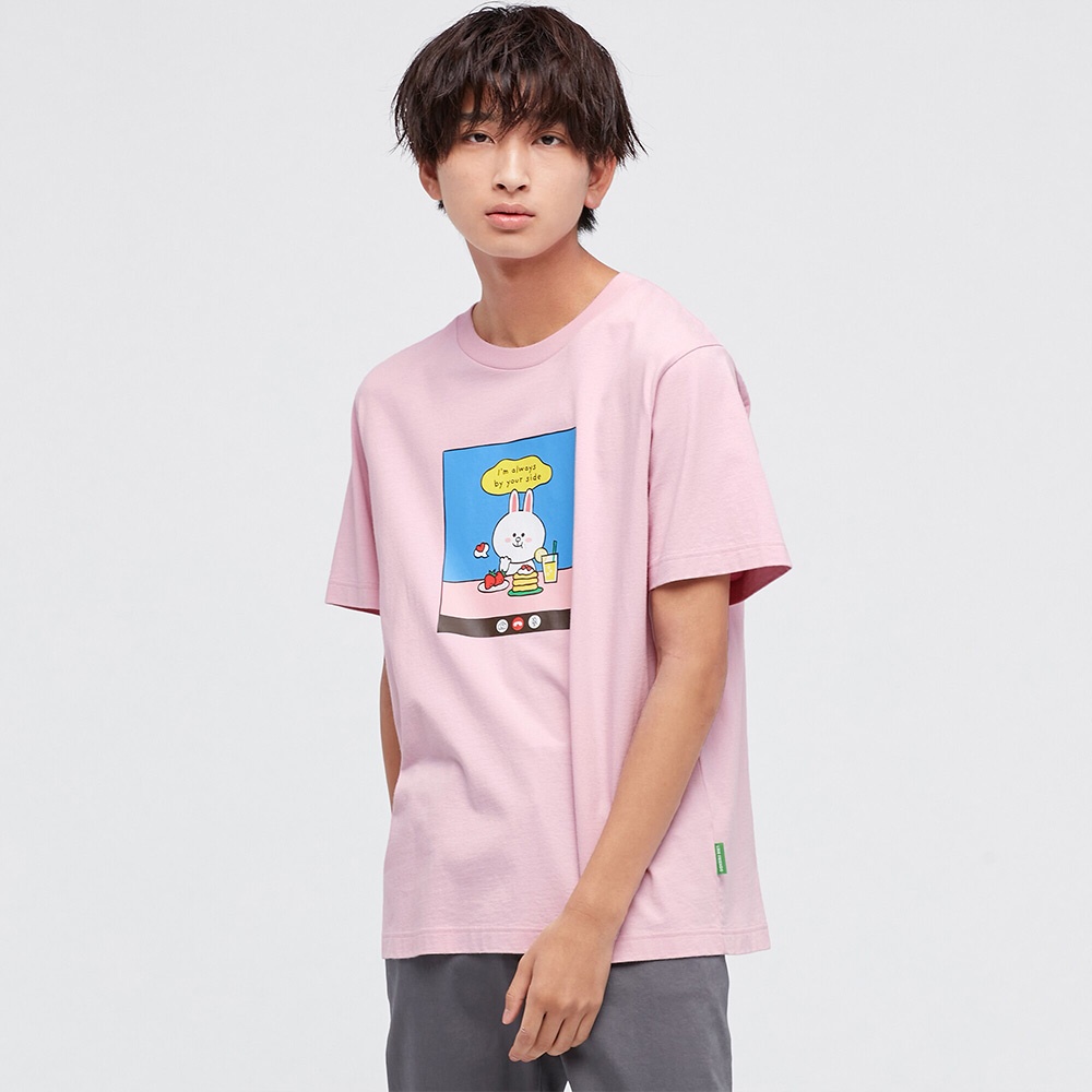 LINE FRIENDS Áo Thun Ngắn Tay In Chữ Uniqlo Thời Trang Cho Nam Nữ