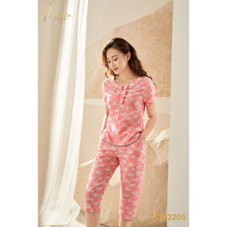 Bộ mặc nhà nữ áo ngắn tay quần lửng mùa hè dòng cao cấp thô Kate Hàn Mộc Eva TC122205