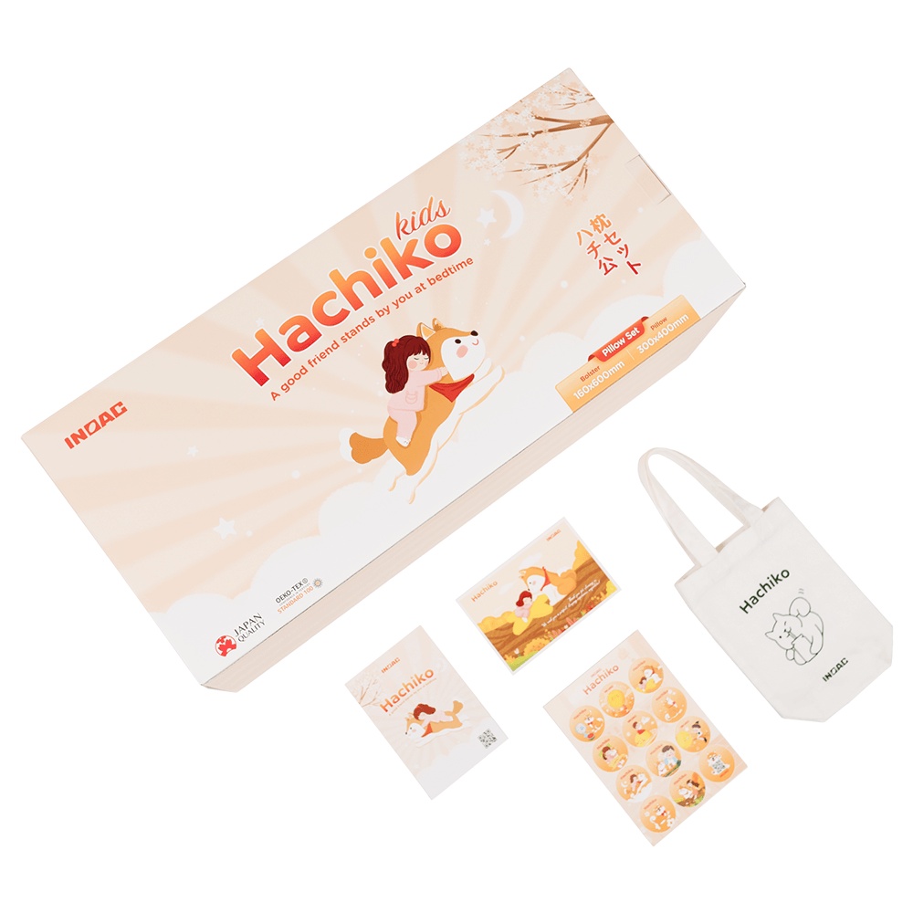 Bộ Gối Aeroflow Hachiko Kids Plus Nhật Bản êm ái thân thiện làn da trẻ nhỏ bảo hành VN
