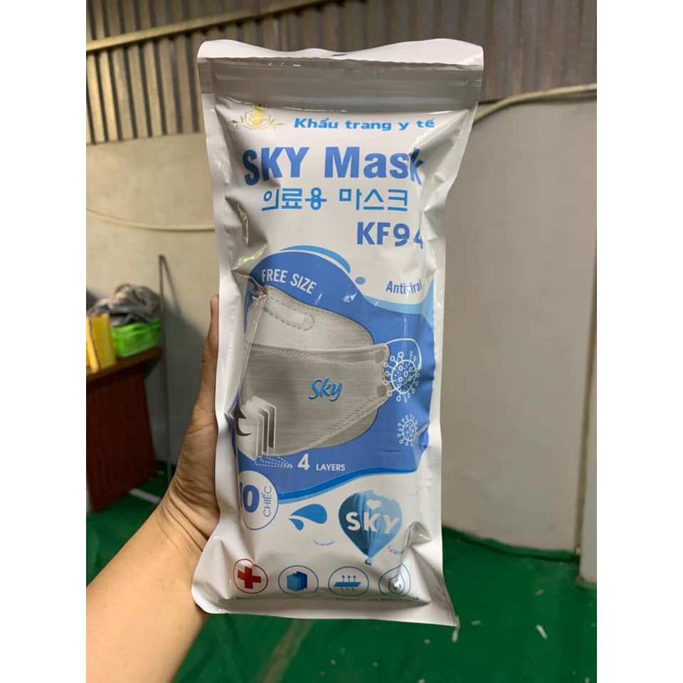 Set 10 chiếc khẩu trang y tế KF94 SKY mask 4 lớp kháng khuẩn cho người lớn