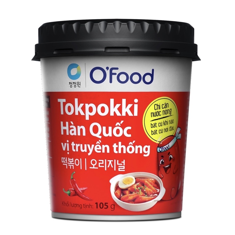 Bánh gạo Tokpokki Hàn Quốc O’Food vị truyền thống/phô mai/tương đen cốc 105g