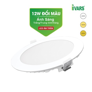 Đèn led âm trần đổi màu thương hiệu ivars - công suất 12w