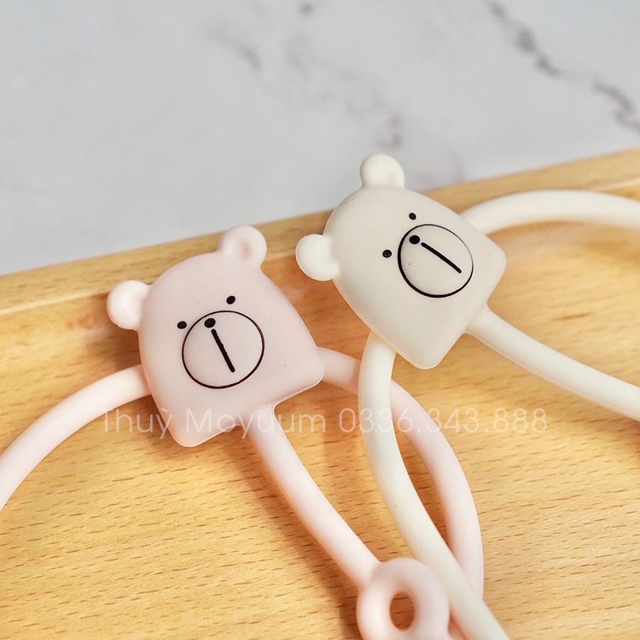 Dây đeo ti giả, gặm nướu bằng Silicon hình mặt gấu