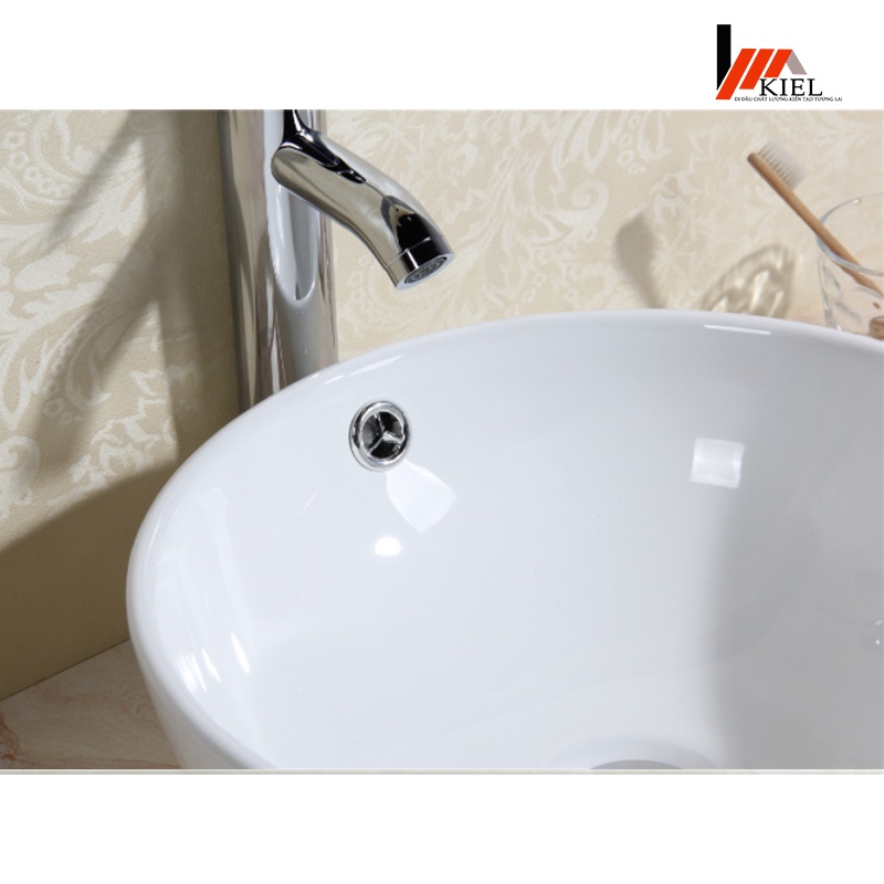 Chậu lavabo tròn sứ đặt bàn hình bát cao cấp sang trọng với lớp men dày ,bóng đều màu chống bám bẩn-Bảo hành 10 năm