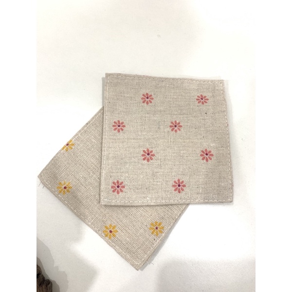 (Có sẵn) Tấm lót ly hoạ tiết hoa phong cách vintage - Vintage floral linen coaster