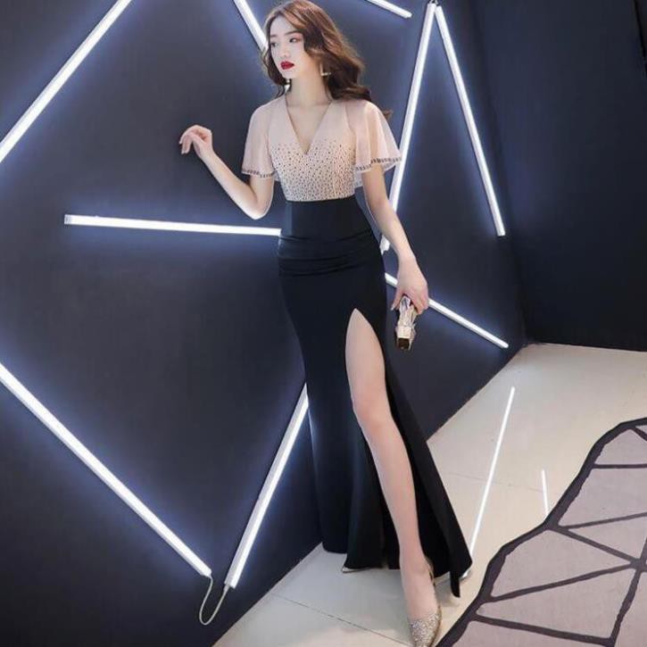 Đầm Dạ Hội Đính Đá Cao Cấp MSP340 - Váy Dạ Hội Thun Phối Voan Quảng Châu Cao Cấp Sang Trọng Kiêu Sa | BigBuy360 - bigbuy360.vn