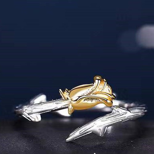 Nhẫn Cặp Đôi Khắc Chữ Little Prince Và Hoa Hồng Vàng Tinh Tế Thời Trang Hàn Quốc Thích Hợp Làm Quà Tặng Valentine