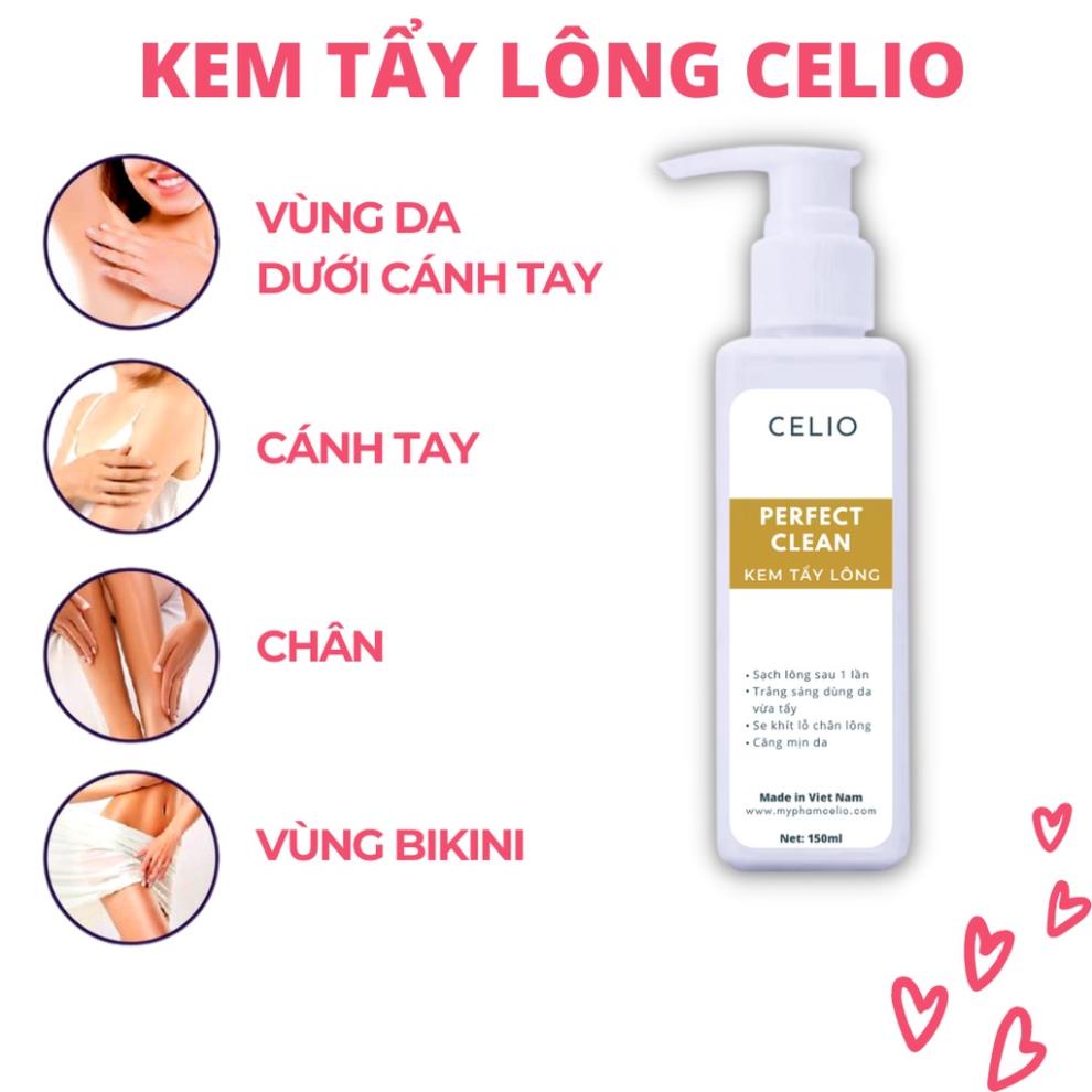 Combo Kem Tẩy Lông Celio dùng cho Bikini Vùng kín Chân Tay Nách bất chấp mọi loại lông vĩnh viễn nhanh gọn chỉ 5 phút