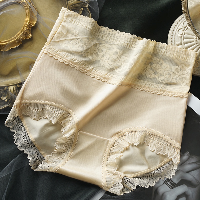 141157 Quần Lót Lụa Satin Viền Ren Lưng Vừa Mềm Mại Và Thoáng Khí Cho Nữ