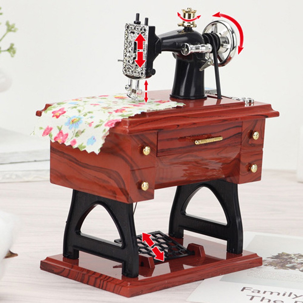 Hộp nhạc dạng máy may mini trang trí nội thất độc đáo