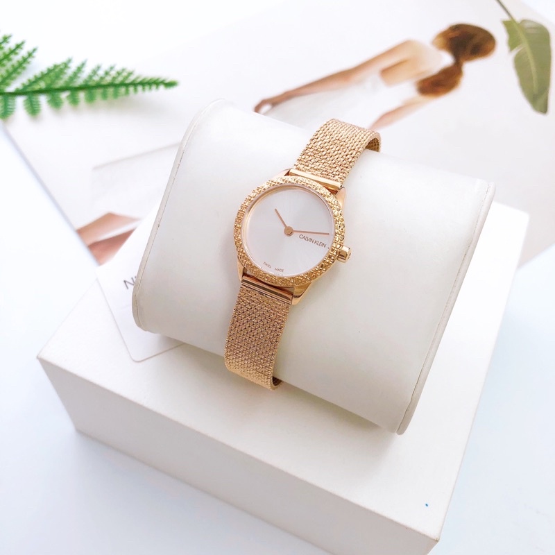 Đồng hồ nữ Calvin Klein màu vàng hồng, kích thước 24mm